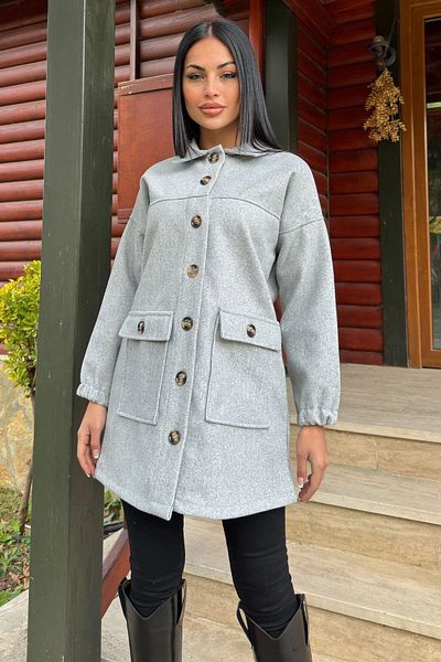 NEW LAVİVA Women's Gray Fleece Jacket - 700-3664