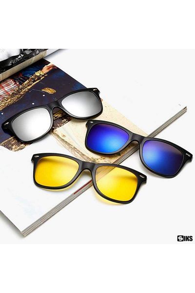 SIKS Driving Sunglasses Set, Interchangeable Lenses, Magnetic Attachment, Protective Case