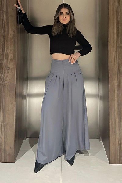 NEW LAVİVA Women's Gray Trousers - 700-3538