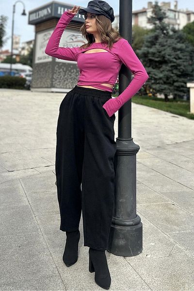 NEW LAVİVA Women's Black Trousers - 700-3475
