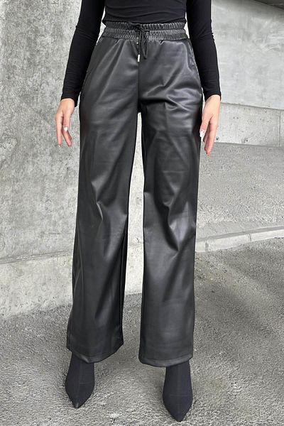 NEW LAVİVA Women's Black Leather Pants - 700-3691