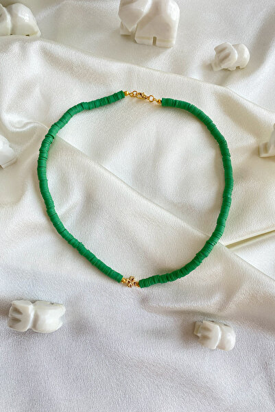 BiWini Fimo Boncuklu Kolye Yonca Kolye Uçlu Fimo Yazlık Kolye Sevgili/Kadın H...