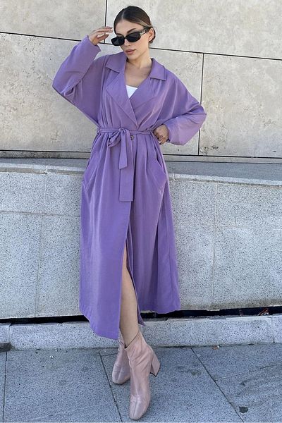 NEW LAVİVA Women's Lilac Casual Trench Coat - 700-3335