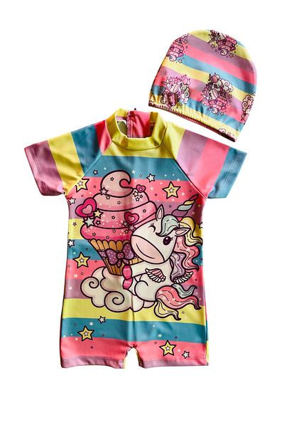 YUMİYUMM Girl's Multicolored Checkered Jumpsuit Swimsuit