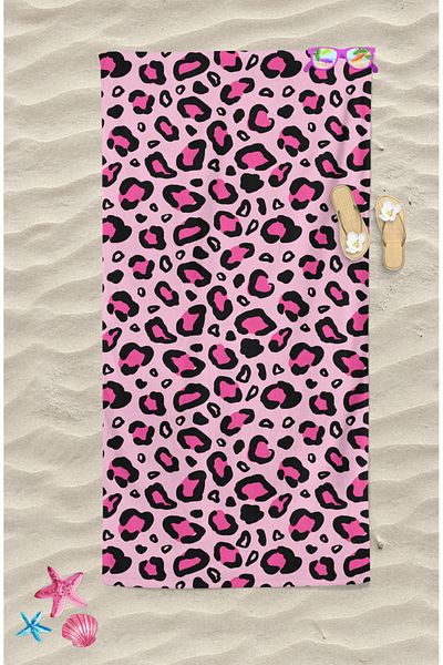 Erays Home Pink Leopard Leopard Digital Printed Beach Towel Women Beach Towel Sea Towel