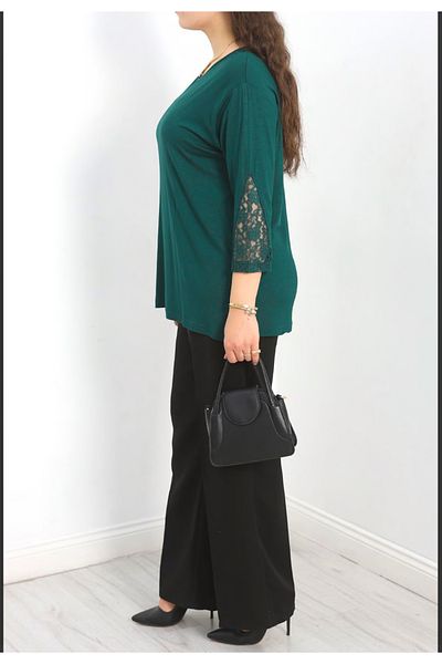 Tunicom Plus Size Sleeves Lace Ultra Luxury Combed Cotton Blouse