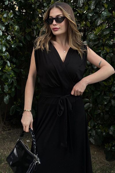 NEW LAVİVA Rochie neagră de damă - 700-K5483