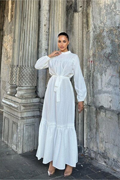 NEW LAVİVA Γυναικείο Λευκό Φόρεμα - 700-3617