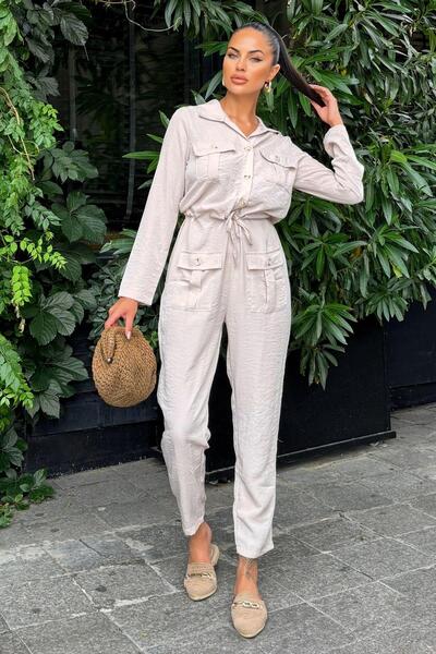 NEW LAVİVA Women's Beige Jumpsuit - 700-3164