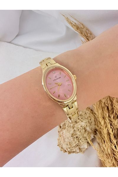 TD TRENDDURAGI Oval Gold Inside Pink Women Wrist Watch