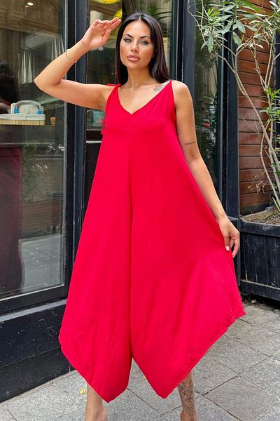 NEW LAVİVA Women's Red Jumpsuit - 700-H5002
