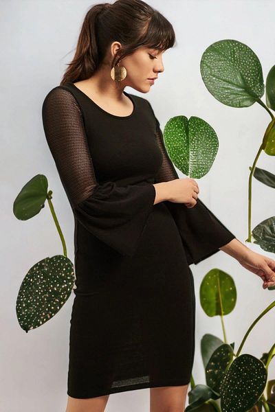 NEW LAVİVA Rochie neagră de damă - 700-T4007-1070