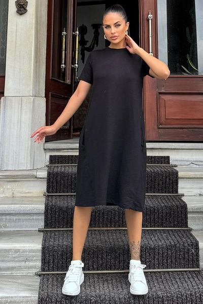 NEW LAVİVA Rochie neagră de damă - 700-3614