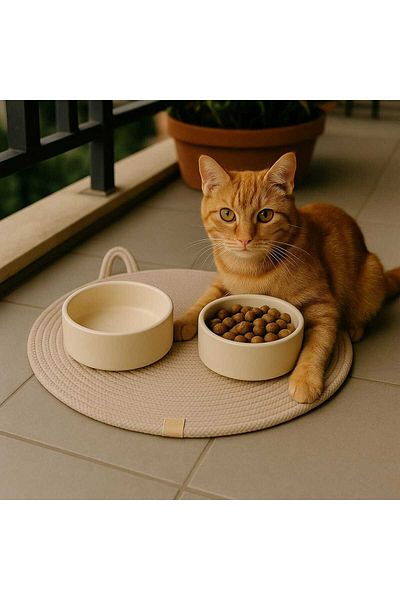 ÖRGÜM Cat Placemat Nutrition Mat for Cats and Small Breed Dogs 38X38 cm