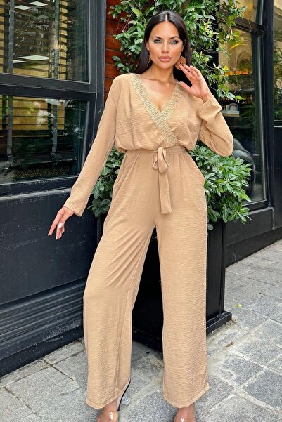 NEW LAVİVA Women's Beige Jumpsuit - 700-2946
