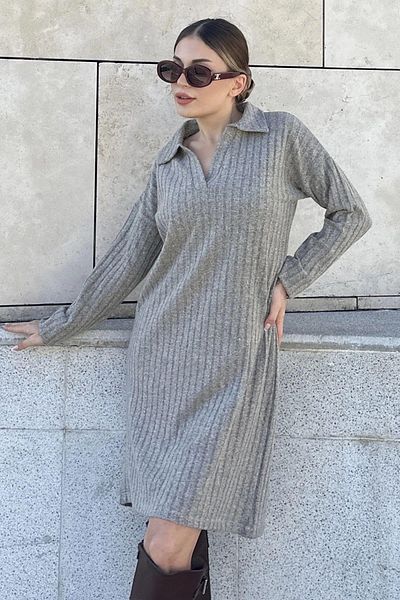 NEW LAVİVA Γυναικείο Μπεζ Μίντι Φόρεμα - 700-2988