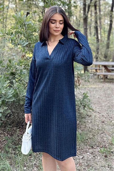 NEW LAVİVA Γυναικείο Πλεκτό Φόρεμα Navy Blue - 700-2988