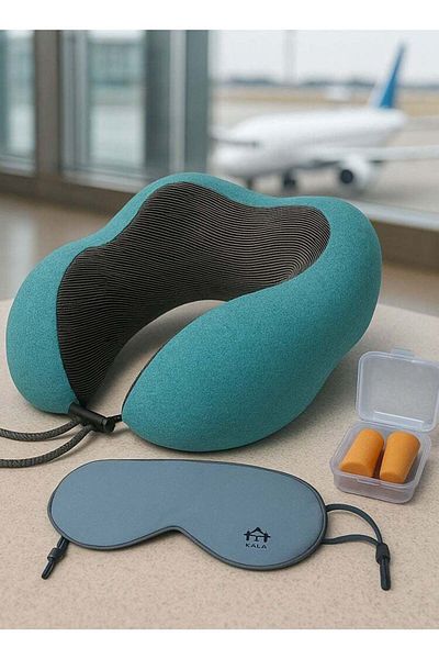 F.A.M.S Travel Pillow Memory Foam Neck Pillow | Comfort on the Go | Washable U Shaped | Plush Coolin