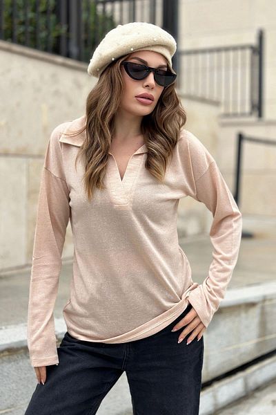 NEW LAVİVA Γυναικεία Μπεζ Μπλούζα - 700-2940