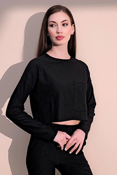 NEW LAVİVA Women's Black Sweatshirt - 700-3321