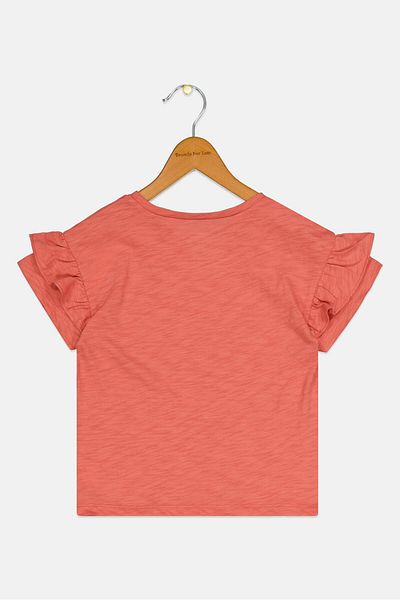 GAP Kids Girl Short Sleeve Plain Top, Dark Coral