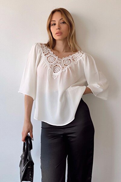 NEW LAVİVA Γυναικεία Δαντελένια Μπλούζα - 700-T4010-1220