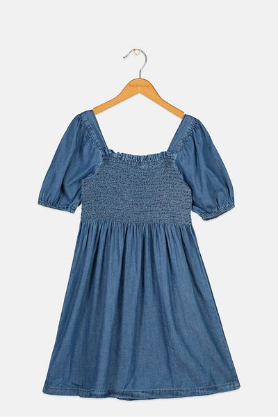 GAP Kids Girl Textured Denim Dress, Slate Blue