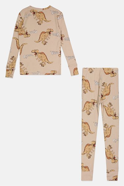 GAP Kids Boy 2 Pieces Allover Print Long Sleeves Top And Bottom Set, Tan