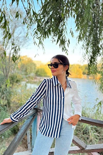 NEW LAVİVA Cămașă de damă bleumarin - 700-K6140
