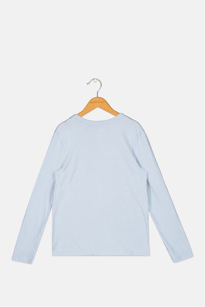 GAP Kids Boy Crew Neck Long Sleeves Graphic Print T-shirt, Light Blue