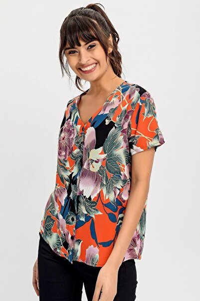 NEW LAVİVA Cămașă mov florală pentru femei - 700-H5030