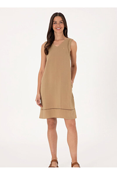 U.S. Polo Assn. U.S. Polo Assn. V Yaka Vizon Diz Üstü Kadın Elbise MONREY