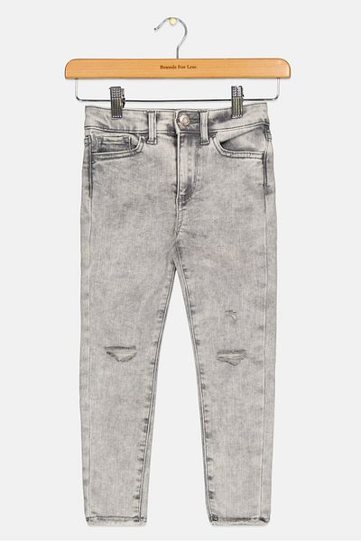GAP Kids Girl High Rise Washed Denim Jeans, Grey
