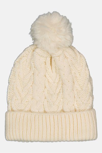 GAP Kids Girl Knitted Pom Pom Bennie, Off White
