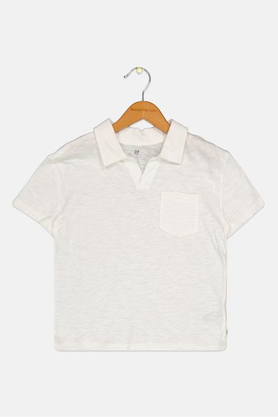 GAP Kids Boy Plain Short Sleeve Polo Shirt, White