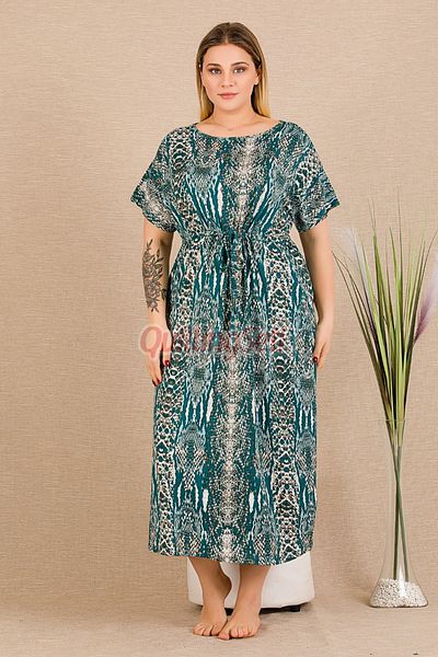quilling Crocodile Pattern Lady 7287 Women's Short Sleeve Crew Neck Plus Size Mother Nightdress, Dress
