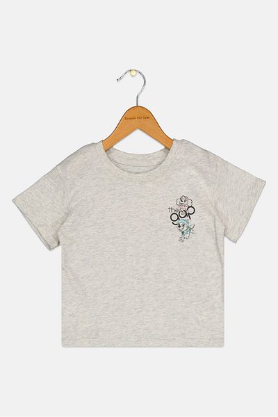 GAP Toddlers Girl Crew Neck Short Sleeves Graphic Print T-Shirt, Light Grey