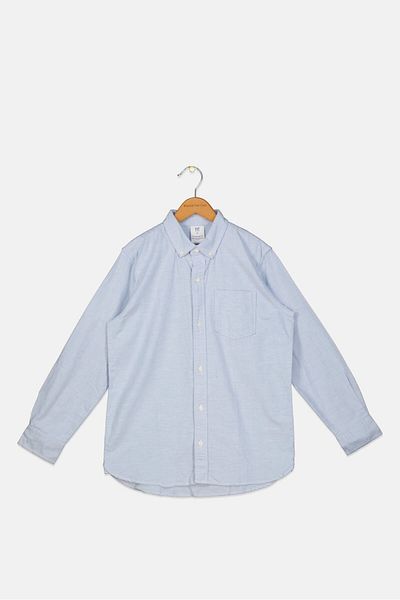 GAP Kids Boy Solid Long Sleeves Casual Shirts, Light Blue