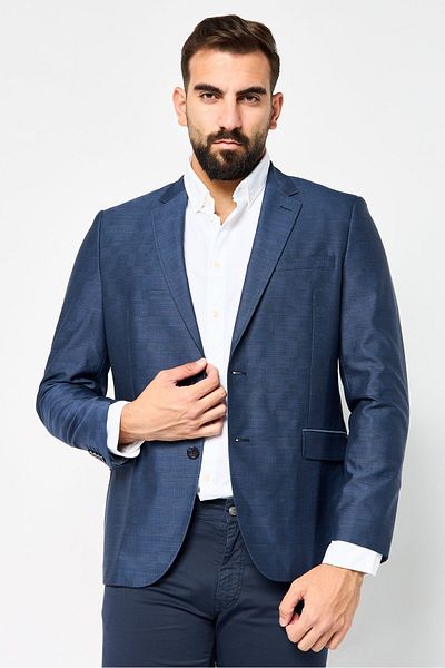 Tommy Hilfiger Men Tailored Fit Plaid Formal Blazer, Navy