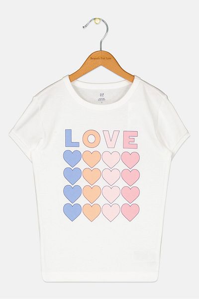 GAP Kids Girl Short Sleeves Graphic Print T-Shirt, White