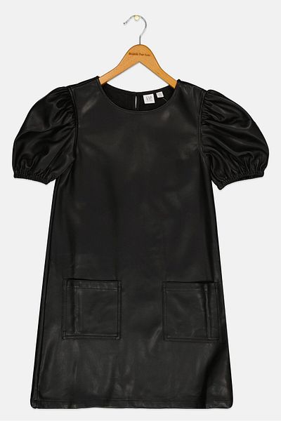 GAP Kids Girl Solid Front Pockets Dress, Black