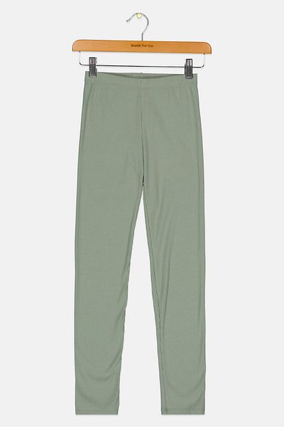 GAP Kids Girl Ribbed Leggings, Sage Green