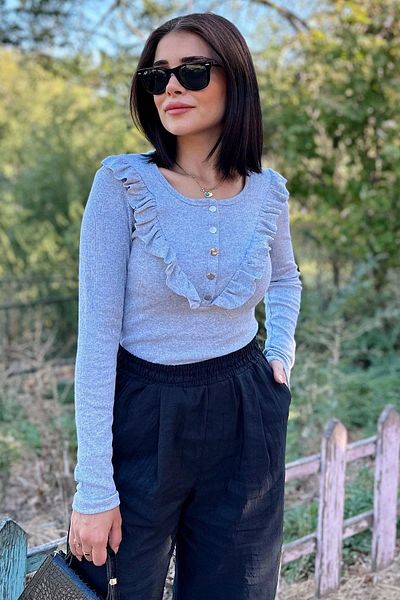 NEW LAVİVA Women's Gray Blouse - 700-K7113