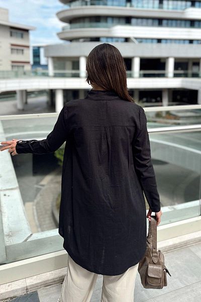 NEW LAVİVA Cămașă neagră de damă - 700-3558