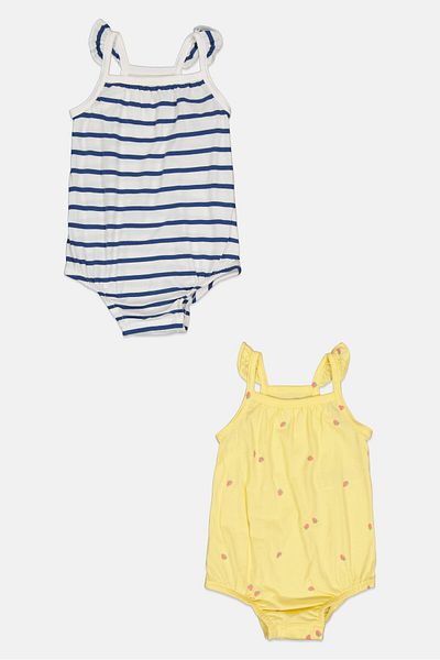 GAP Toddlers Girl 2 Pieces Sleeveless Romper, Multicolor
