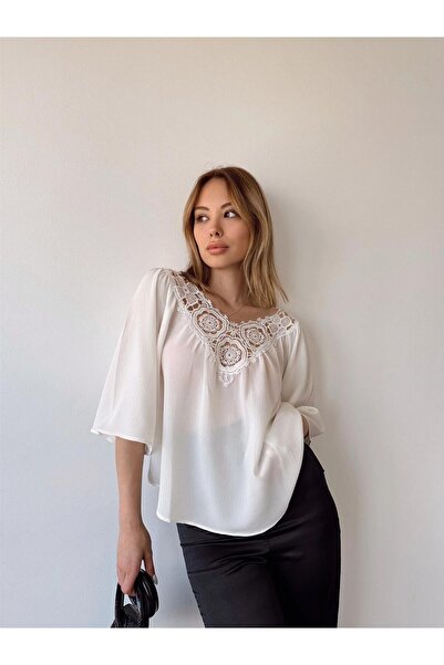 NEW LAVİVA Γυναικεία Δαντελένια Μπλούζα - 700-T4010-1220