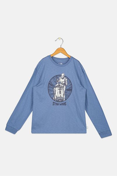 GAP Kids Boy Crew Neck Long Sleeve Graphic Print, Blue