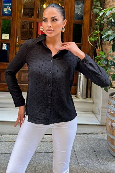 NEW LAVİVA Cămașă neagră de damă - 700-3621