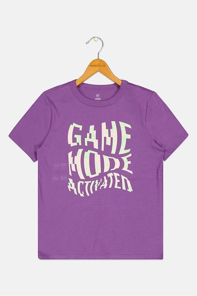 GAP Kids Boy Graphic Print Short Sleeves T-Shirt, Purple