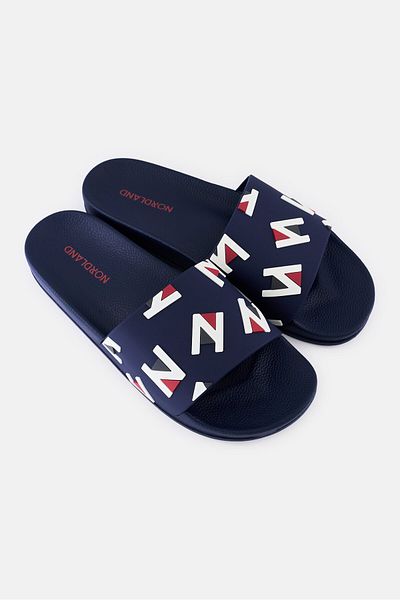 Nordland Men Brand Logo Slip On Slides, Navy